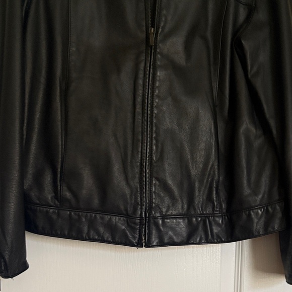 GAP Womens Black‎ Leather Jacket L - Picture 6 of 8